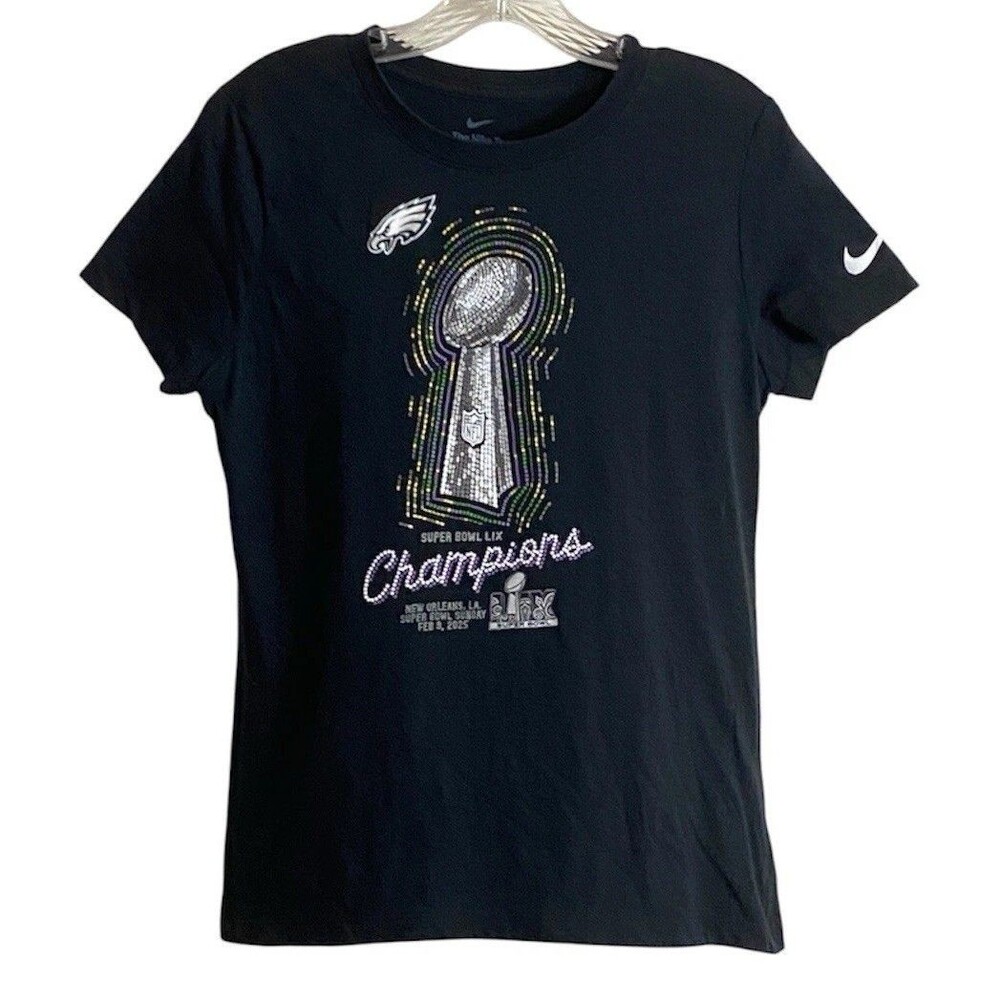Women’s Medium Philadelphia Eagles NFL T-shirt Super Bowl LIX Champions Black